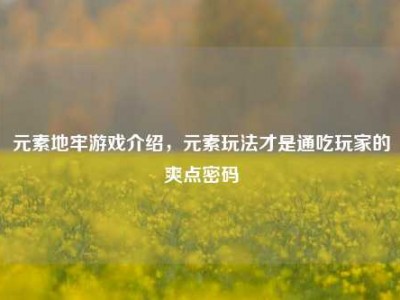 元素地牢游戏介绍，元素玩法才是通吃玩家的爽点密码