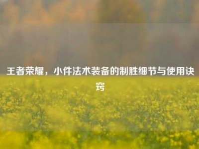 王者荣耀，小件法术装备的制胜细节与使用诀窍