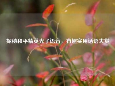 探秘和平精英光子语音，有趣实用话语大赏