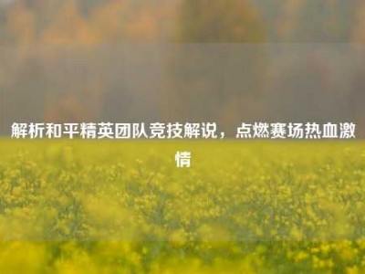 解析和平精英团队竞技解说，点燃赛场热血激情