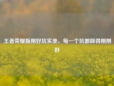 王者荣耀版刚好坑实录，每一个坑都踩得刚刚好