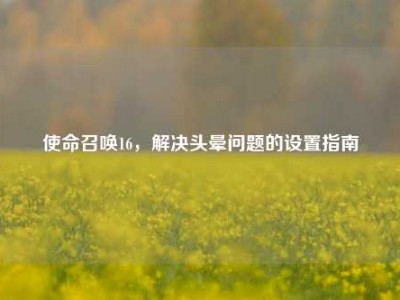 使命召唤16，解决头晕问题的设置指南
