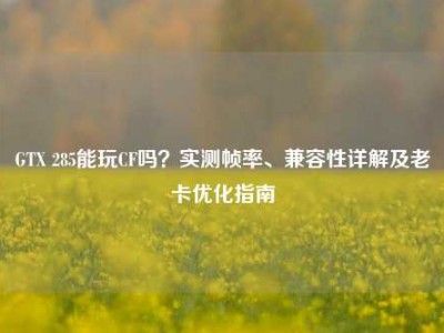 GTX 285能玩CF吗？实测帧率、兼容性详解及老卡优化指南