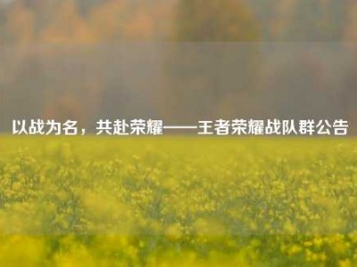 以战为名，共赴荣耀——王者荣耀战队群公告