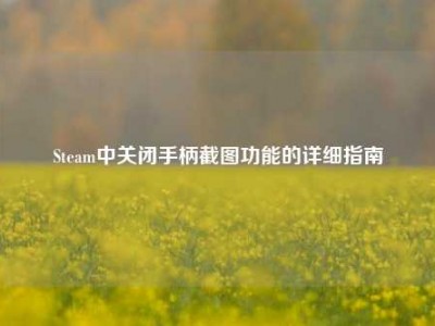 Steam中关闭手柄截图功能的详细指南