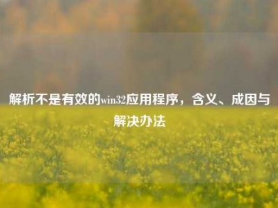 解析不是有效的win32应用程序，含义、成因与解决办法