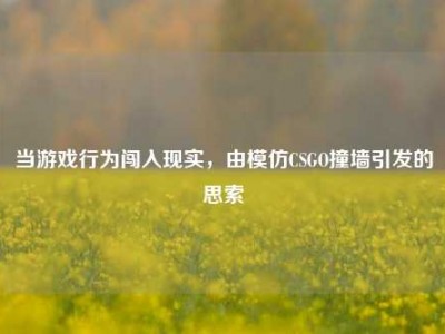 当游戏行为闯入现实，由模仿CSGO撞墙引发的思索