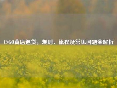 CSGO商店退货，规则、流程及常见问题全解析