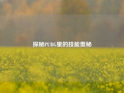 探秘PUBG里的技能奥秘
