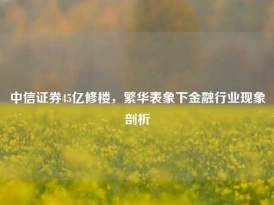 中信证券45亿修楼，繁华表象下金融行业现象剖析