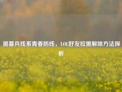 屏幕兵线系青春防线，LOL好友拉黑解除方法探析