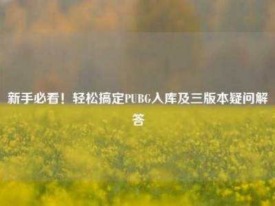 新手必看！轻松搞定PUBG入库及三版本疑问解答