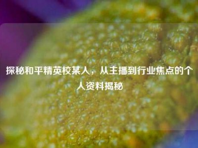 探秘和平精英校某人，从主播到行业焦点的个人资料揭秘