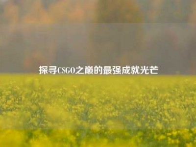 探寻CSGO之巅的最强成就光芒