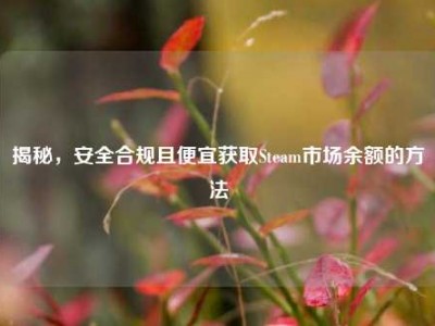 揭秘，安全合规且便宜获取Steam市场余额的方法