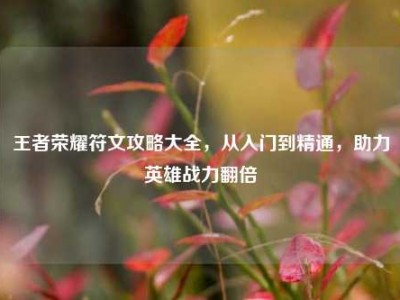 王者荣耀符文攻略大全，从入门到精通，助力英雄战力翻倍