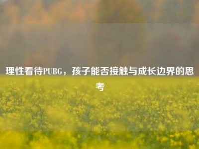 理性看待PUBG，孩子能否接触与成长边界的思考