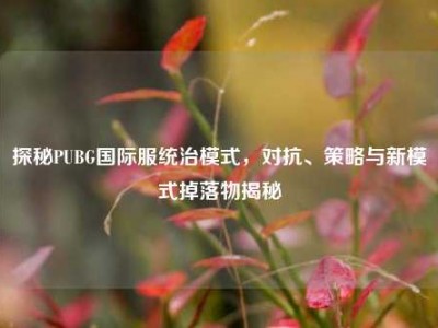 探秘PUBG国际服统治模式，对抗、策略与新模式掉落物揭秘