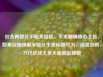包含两部分不相关信息，不太明确核心主旨，如果仅围绕前半部分生成标题可为，深度剖析，刀仔近战王者天赋崛起秘籍