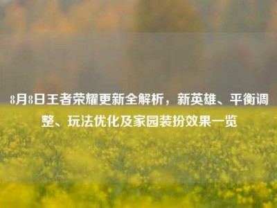 8月8日王者荣耀更新全解析，新英雄、平衡调整、玩法优化及家园装扮效果一览