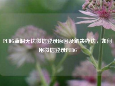 PUBG蓝洞无法微信登录原因及解决办法，如何用微信登录PUBG