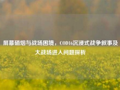 屏幕硝烟与战场困境，COD16沉浸式战争叙事及大战场进入问题探析