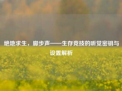 绝地求生，脚步声——生存竞技的听觉密钥与设置解析