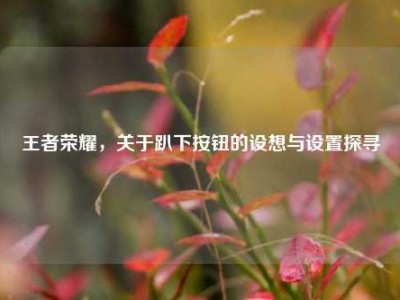 王者荣耀，关于趴下按钮的设想与设置探寻