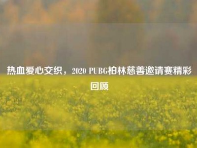 热血爱心交织，2020 PUBG柏林慈善邀请赛精彩回顾