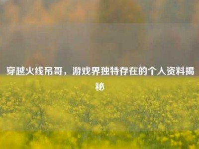 穿越火线吊哥，游戏界独特存在的个人资料揭秘