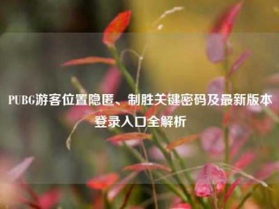 PUBG游客位置隐匿、制胜关键密码及最新版本登录入口全解析