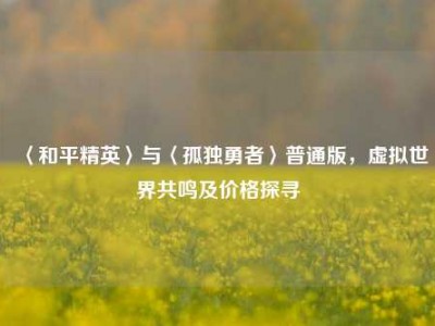 〈和平精英〉与〈孤独勇者〉普通版，虚拟世界共鸣及价格探寻