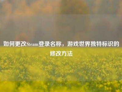 如何更改Steam登录名称，游戏世界独特标识的修改方法