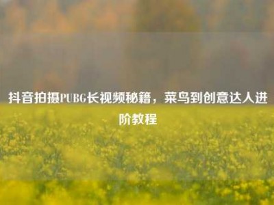 抖音拍摄PUBG长视频秘籍，菜鸟到创意达人进阶教程