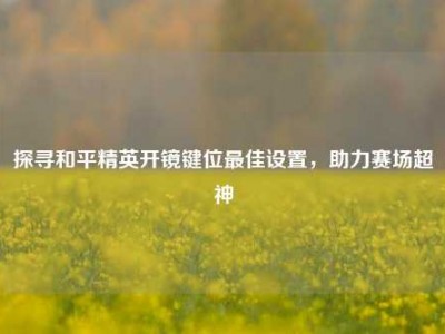 探寻和平精英开镜键位最佳设置，助力赛场超神