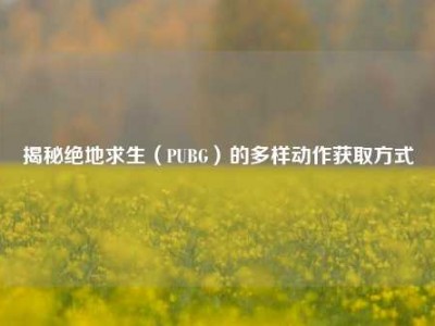 揭秘绝地求生（PUBG）的多样动作获取方式
