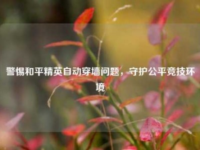 警惕和平精英自动穿墙问题，守护公平竞技环境