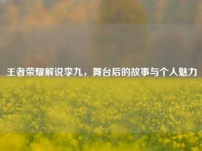 王者荣耀解说李九，舞台后的故事与个人魅力