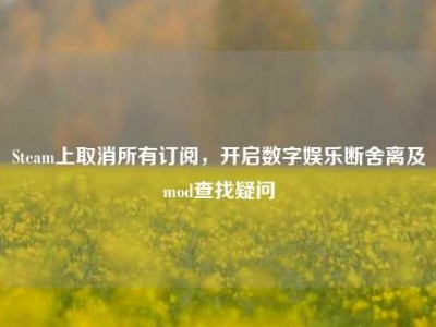 Steam上取消所有订阅，开启数字娱乐断舍离及mod查找疑问