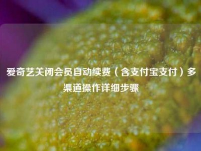 爱奇艺关闭会员自动续费（含支付宝支付）多渠道操作详细步骤