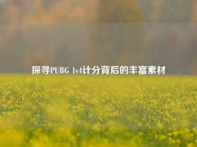 探寻PUBG 1v4计分背后的丰富素材