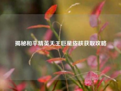 揭秘和平精英天王巨星皮肤获取攻略
