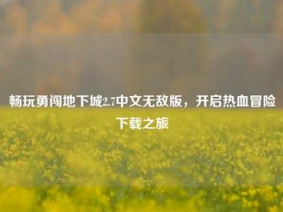 畅玩勇闯地下城2.7中文无敌版，开启热血冒险下载之旅