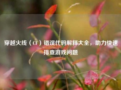 穿越火线（CF）错误代码解释大全，助力快速排查游戏问题