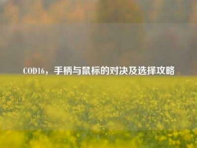 COD16，手柄与鼠标的对决及选择攻略