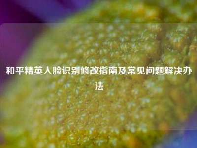和平精英人脸识别修改指南及常见问题解决办法