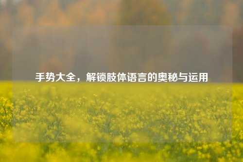 手势大全，解锁肢体语言的奥秘与运用
