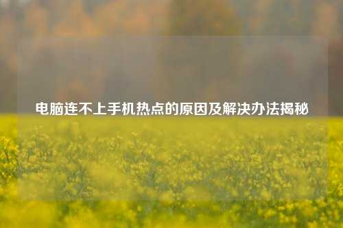 电脑连不上手机热点的原因及解决办法揭秘