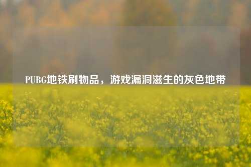 PUBG地铁刷物品，游戏漏洞滋生的灰色地带