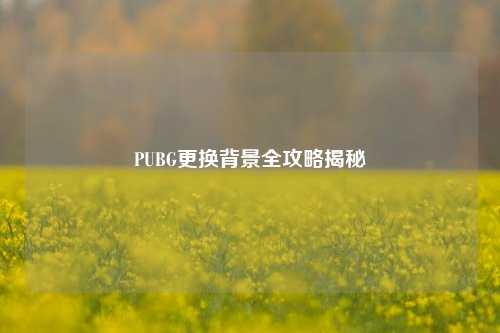 PUBG更换背景全攻略揭秘